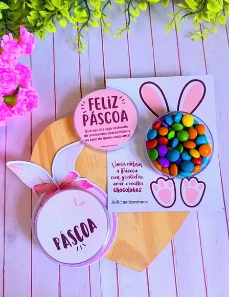 Card com Latinha de Coloreti (chocolate)- Páscoa