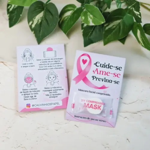 Card com Máscara Comprimida- Outubro Rosa