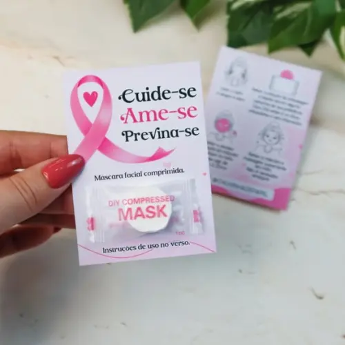 Card com Máscara Comprimida- Outubro Rosa