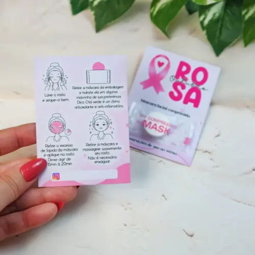 Card com Máscara Comprimida- Outubro Rosa
