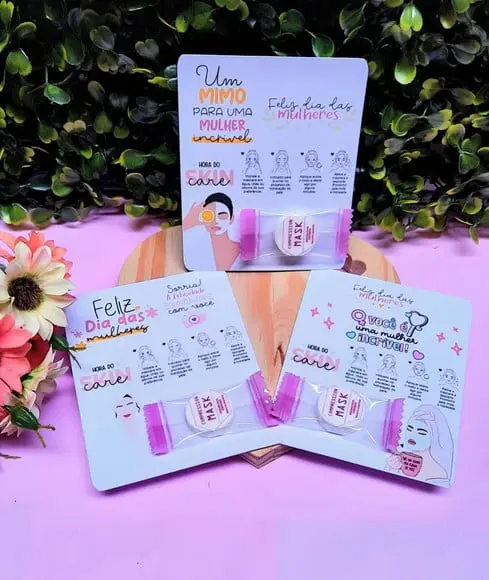 Card com Máscara Facial Comprimida- Dia da Mulher