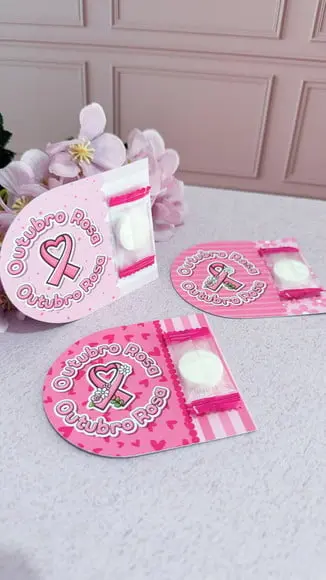 Card com Máscara Facial Comprimida- Outubro Rosa