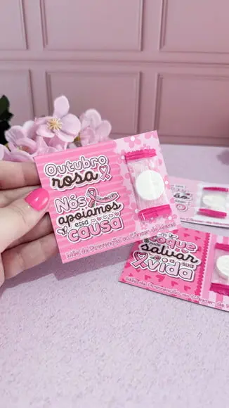 Card com Máscara Facial Comprimida- Outubro Rosa