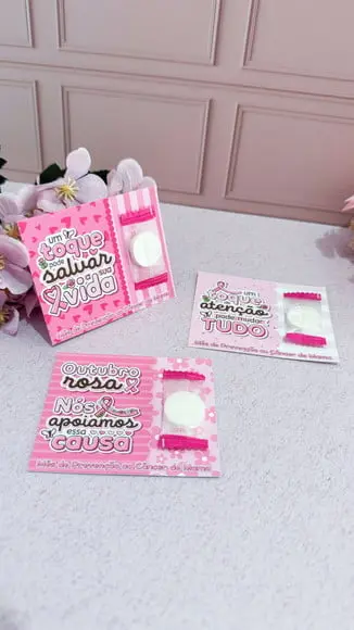 Card com Máscara Facial Comprimida- Outubro Rosa