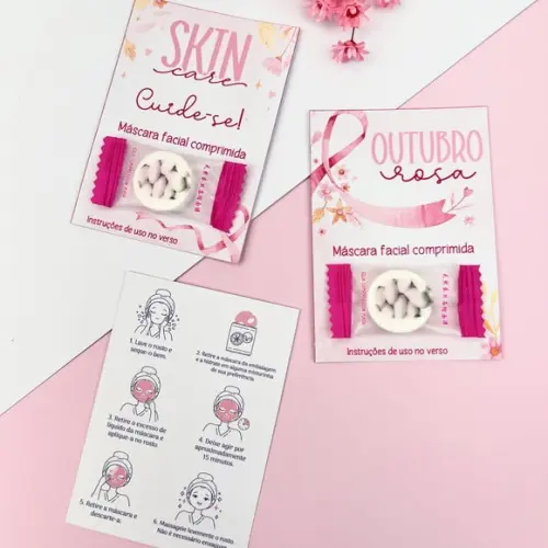 Card com Máscara Facial Desidratada- Outubro Rosa
