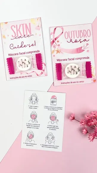 Card com Máscara Facial Desidratada- Outubro Rosa