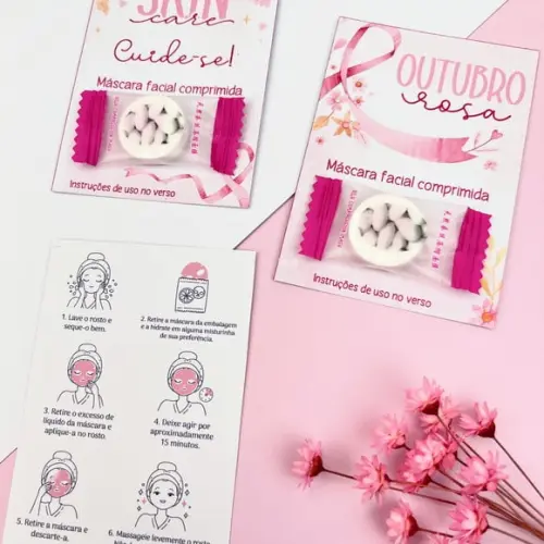 Card com Máscara Facial Desidratada- Outubro Rosa
