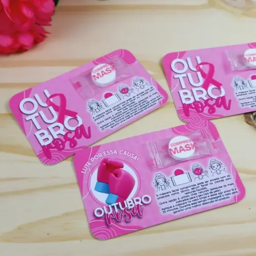 Card com Máscara Facial- Outubro Rosa