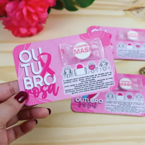Card com Máscara Facial- Outubro Rosa