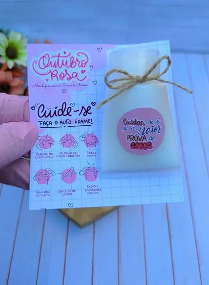 Card com Mini Bisnaga de Hidratante- Outubro Rosa