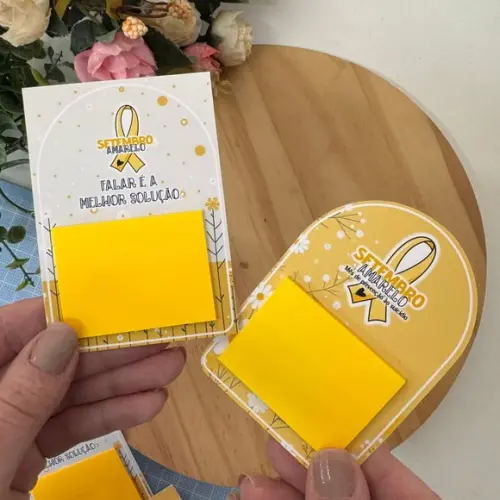 Card com Mini Bloquinho de Anotações- Setembro Amarelo