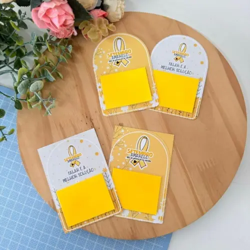 Card com Mini Bloquinho de Anotações- Setembro Amarelo