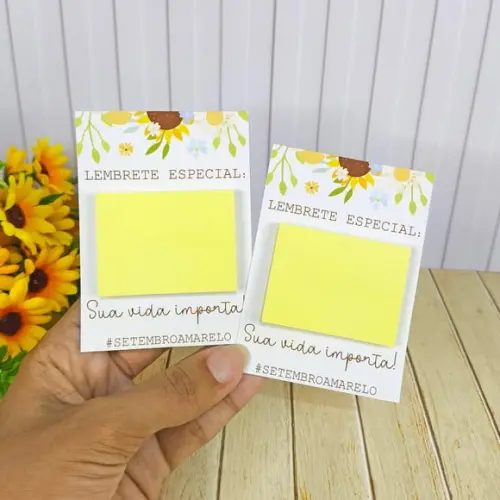 Card com Mini Bloquinho de Anotações- Setembro Amarelo