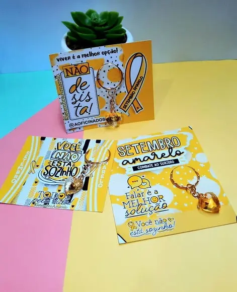 Card com Mini Chaveirinho- Setembro Amarelo