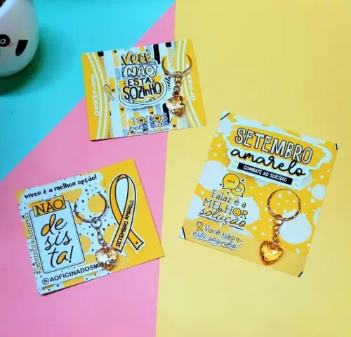Card com Mini Chaveirinho- Setembro Amarelo