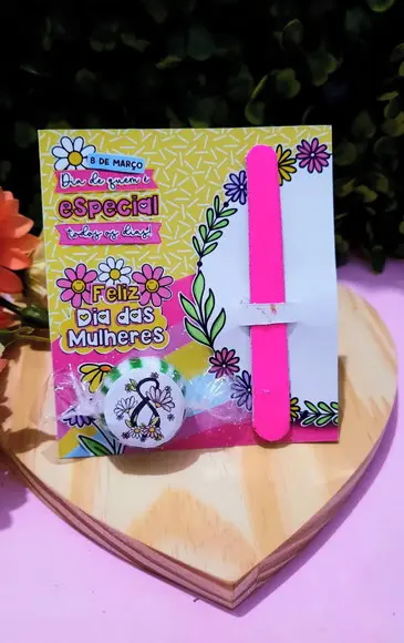 Card com Mini Lixa e Balinha- Dia da Mulher