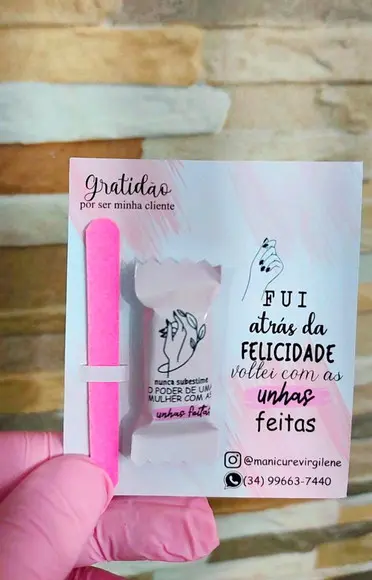 Card com Mini Lixa e 1 Balinha- Manicure\designer de Unhas