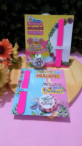 Card com Mini Lixa e Balinha- Dia da Mulher