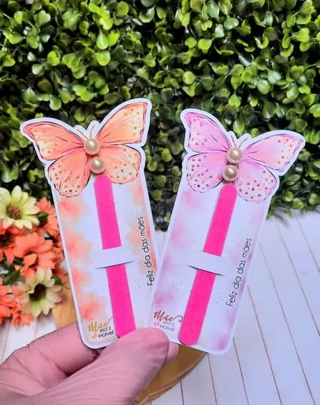 Card com Mini Lixa e Brinco- Dia das Mães
