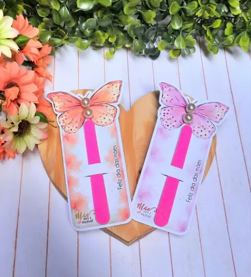 Card com Mini Lixa e Brinco- Dia das Mães