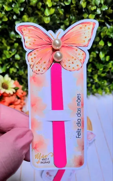 Card com Mini Lixa e Brinco- Dia das Mães