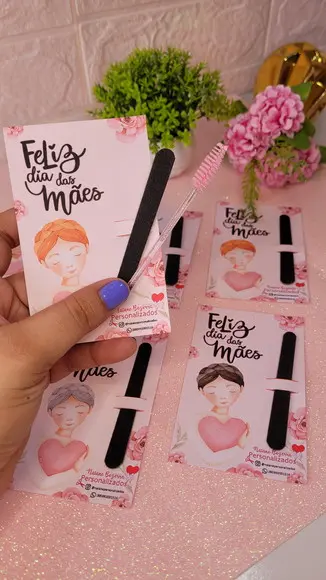 Card com Mini Lixa e Escovinha- Dia das Mães