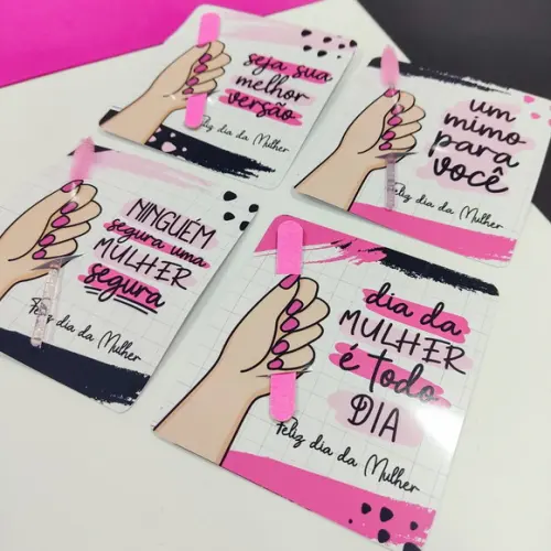 Card com Mini Lixa ou Escovinha- Dia da Mulher