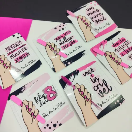 Card com Mini Lixa ou Escovinha- Dia da Mulher