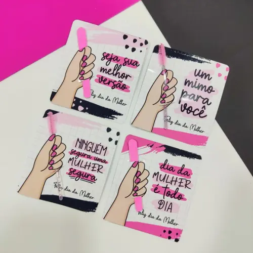 Card com Mini Lixa ou Escovinha- Dia da Mulher