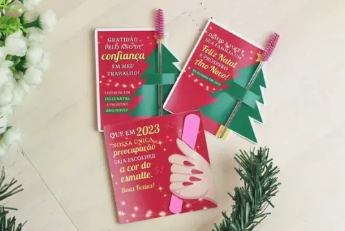 Card com Mini Lixa ou Escovinha- Mimo de Natal