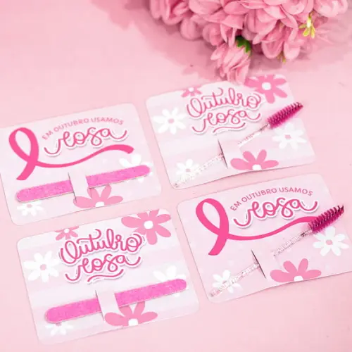 Card com Mini Lixa ou Escovinha- Outubro Rosa