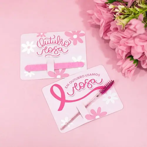 Card com Mini Lixa ou Escovinha- Outubro Rosa