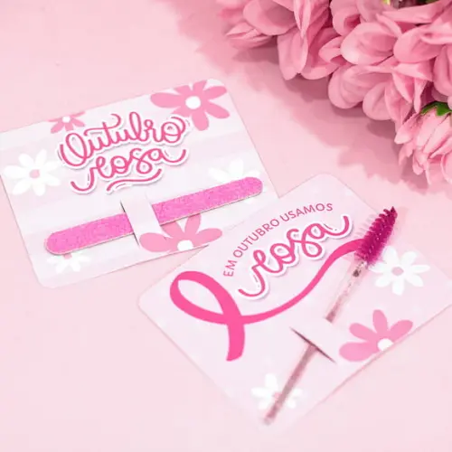 Card com Mini Lixa ou Escovinha- Outubro Rosa