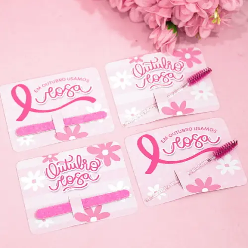 Card com Mini Lixa ou Escovinha- Outubro Rosa