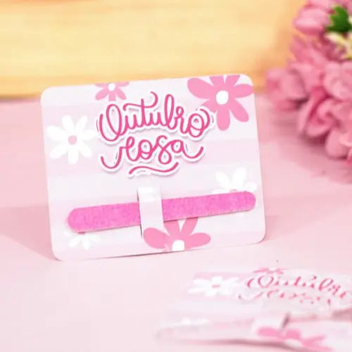 Card com Mini Lixa ou Escovinha- Outubro Rosa