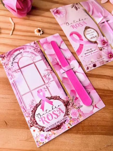 Card com Mini Lixa ou Escovinha- Outubro Rosa