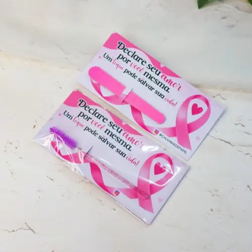 Card com Mini Lixa ou Escovinha- Outubro Rosa