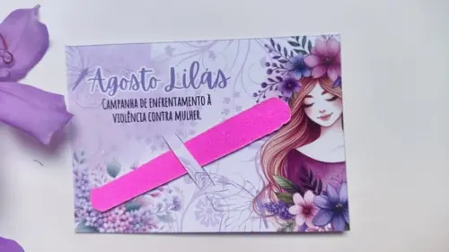 Card com Mini Lixa- Agosto Lilás