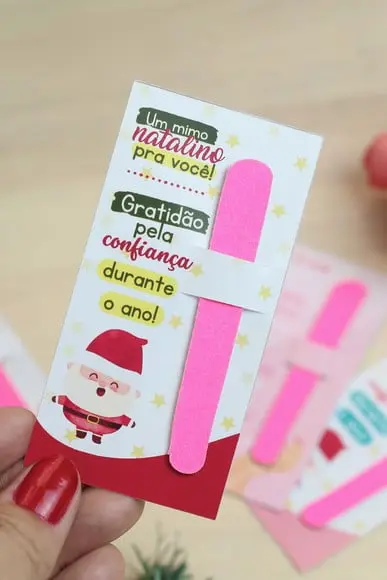 Card com Mini Lixa- Mimo de Natal
