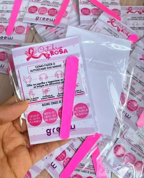 Card com Mini Lixa- Outubro Rosa