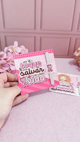 Card com Mini Lixa- Outubro Rosa