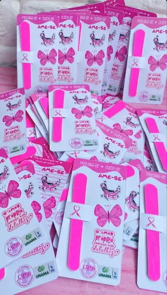 Card com Mini Lixa- Outubro Rosa