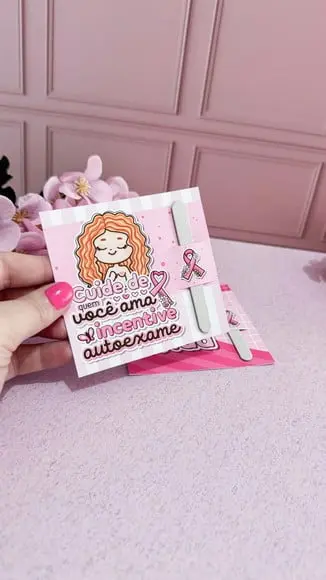 Card com Mini Lixa- Outubro Rosa