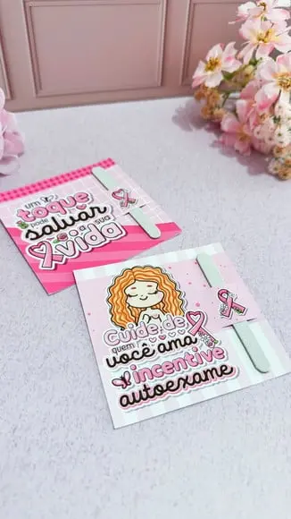 Card com Mini Lixa- Outubro Rosa