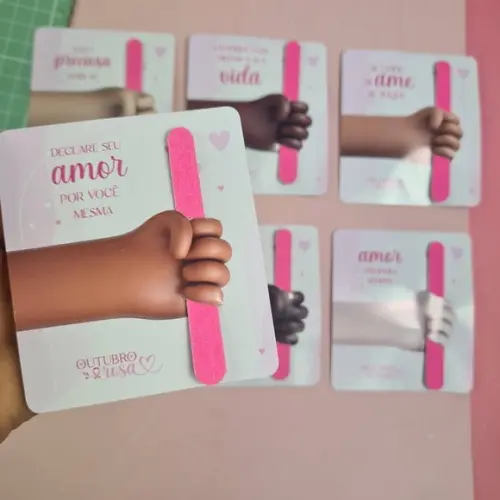 Card com Mini Lixa- Outubro Rosa