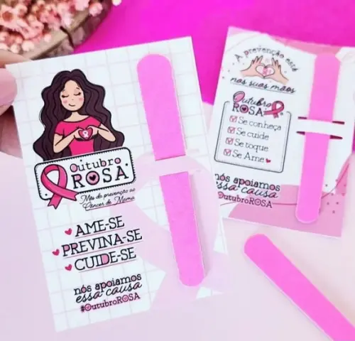 Card com Mini Lixa- Outubro Rosa