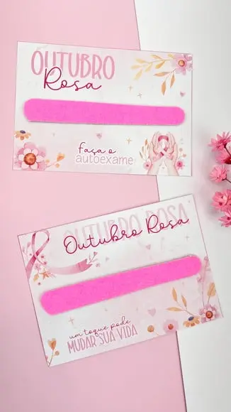 Card com Mini Lixa- Outubro Rosa