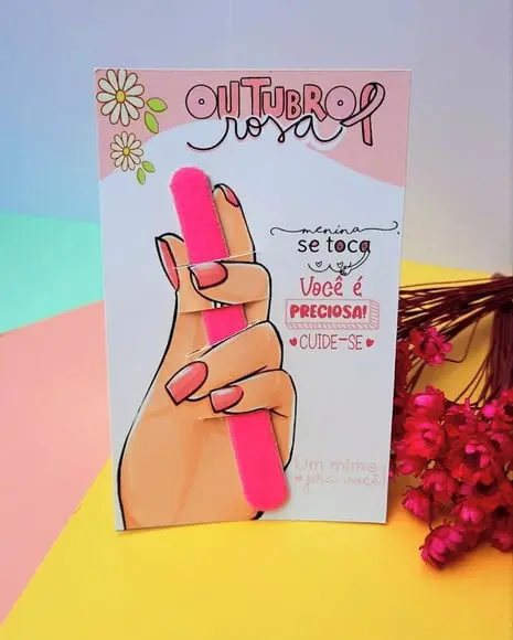 Card com Mini Lixa- Outubro Rosa