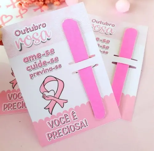 Card com Mini Lixa- Outubro Rosa