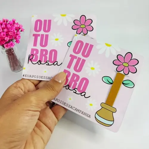 Card com Mini Lixa- Outubro Rosa